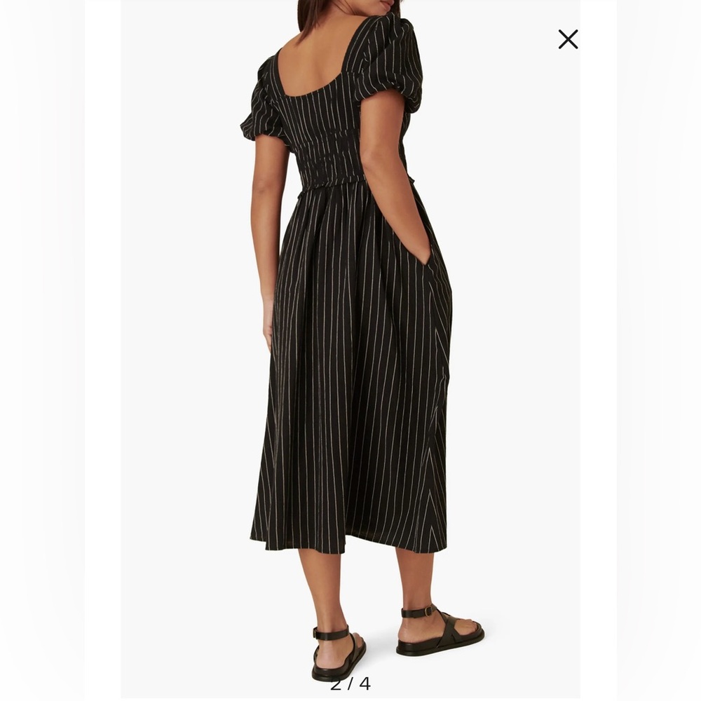 Nobody’s Child Black Pinstripe Midi Dress - Picture 2 of 12